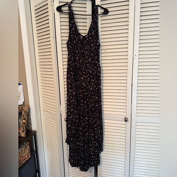 Women’s Xhiliration Floral Black Tank Jumpsuit size large - Picture 2 of 7